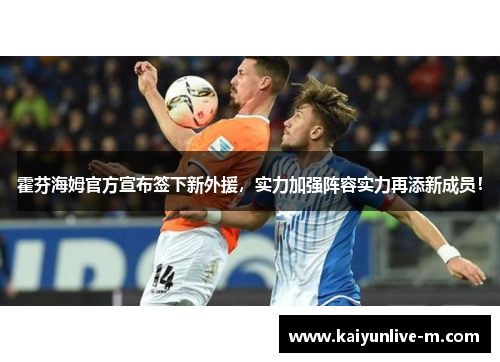霍芬海姆官方宣布签下新外援，实力加强阵容实力再添新成员！